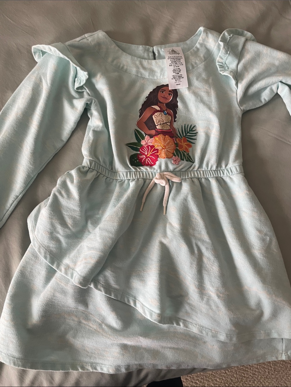 Disney Light Blue Moana Graphic Long Sleeve Dress